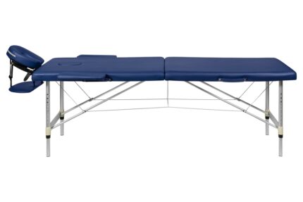 Складной 2-х секционный алюминиевый массажный стол BodyFit, синий 60 см вид сбоку