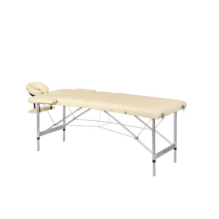 Складной 2-х секционный алюминиевый массажный стол BodyFit, бежевый 60 см
